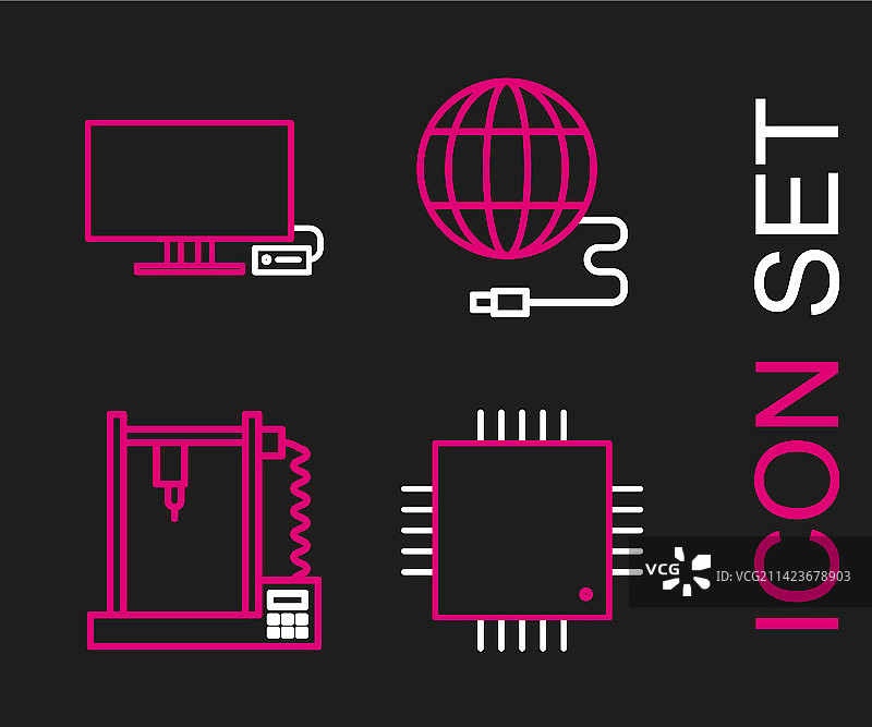 微电路CPU 3D线条图片素材