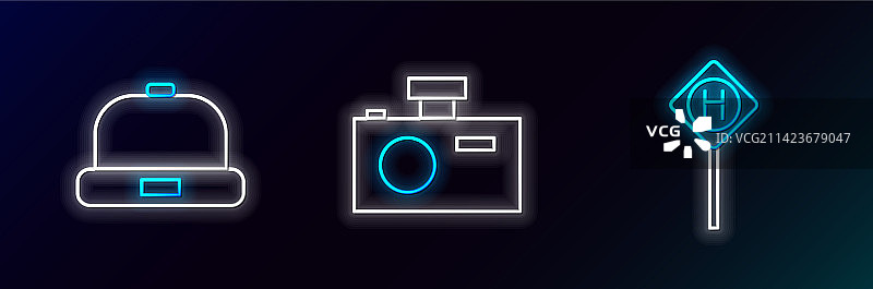 停车标志针织帽相机照片组合图片素材