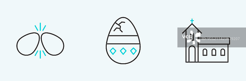 教堂建筑复活节彩蛋和裂纹线条图片素材