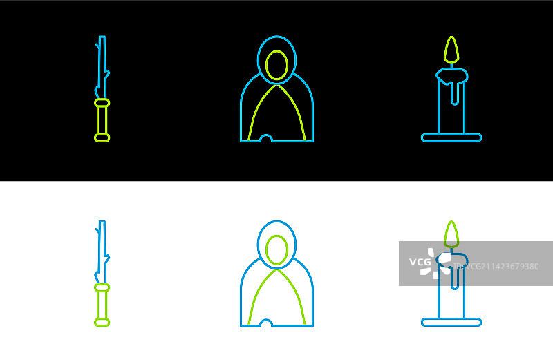 烛台上的燃烧蜡烛和魔杖图片素材