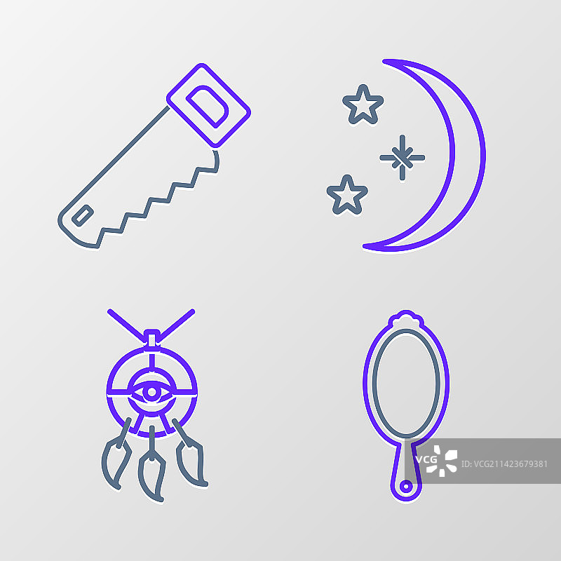 手持魔法镜捕梦网线条图标图片素材