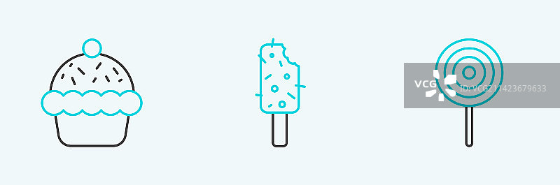 棒棒糖、纸杯蛋糕和冰淇淋图片素材