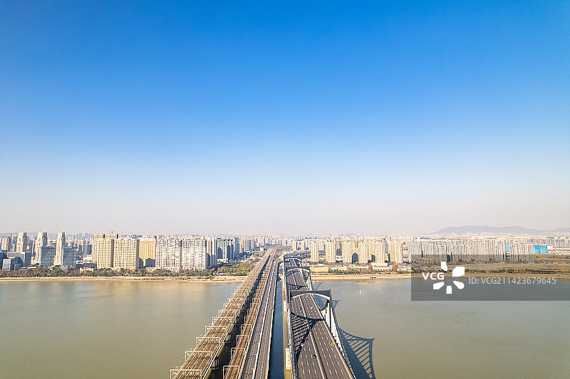 杭州彭埠大桥航拍图片素材