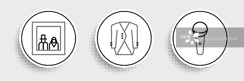 麦克风、家庭照片和西装图标图案图片素材