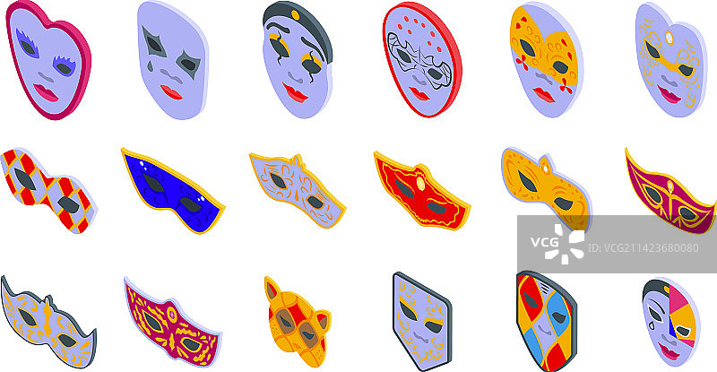 威尼斯嘉年华图标集2.5D图片素材