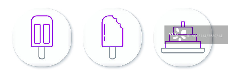 带燃烧蜡烛的蛋糕冰淇淋组合图片素材