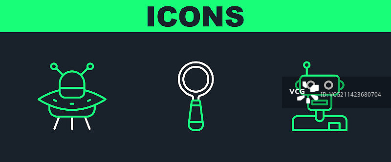 线条机器人：不明飞行物与宇宙飞船图片素材