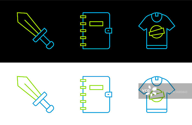 游戏剑与螺旋图案T恤系列图片素材