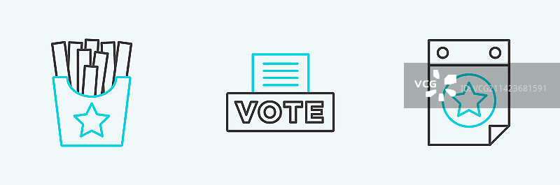 7月4日土豆日历线性图标合集图片素材