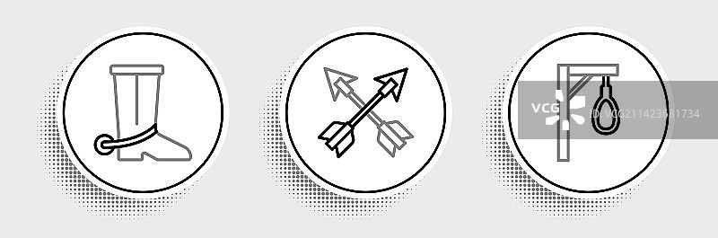 线条绞刑架牛仔靴和交叉箭头图片素材