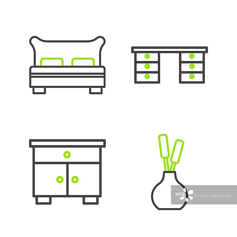 花瓶家具床头柜办公桌线条设计图片素材