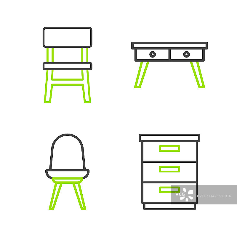 线性家具床头柜椅子办公桌图片素材