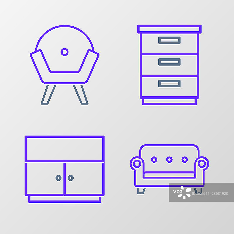 沙发、衣柜、家具、床头柜等线条素材图片素材
