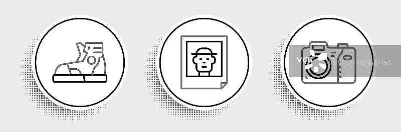 相机、运动鞋和图标图片素材