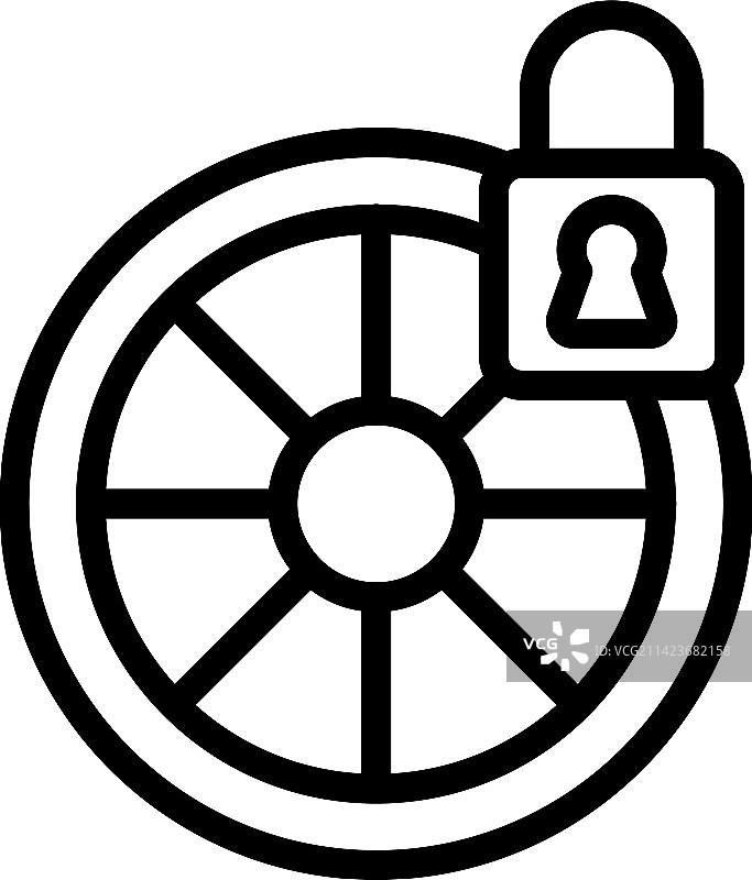 自行车锁轮廓图标图片素材