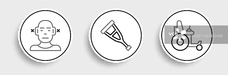 电线、电动轮椅、失聪人士和拐杖组合图标图片素材