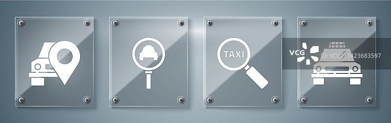 放大镜下的出租车图片素材