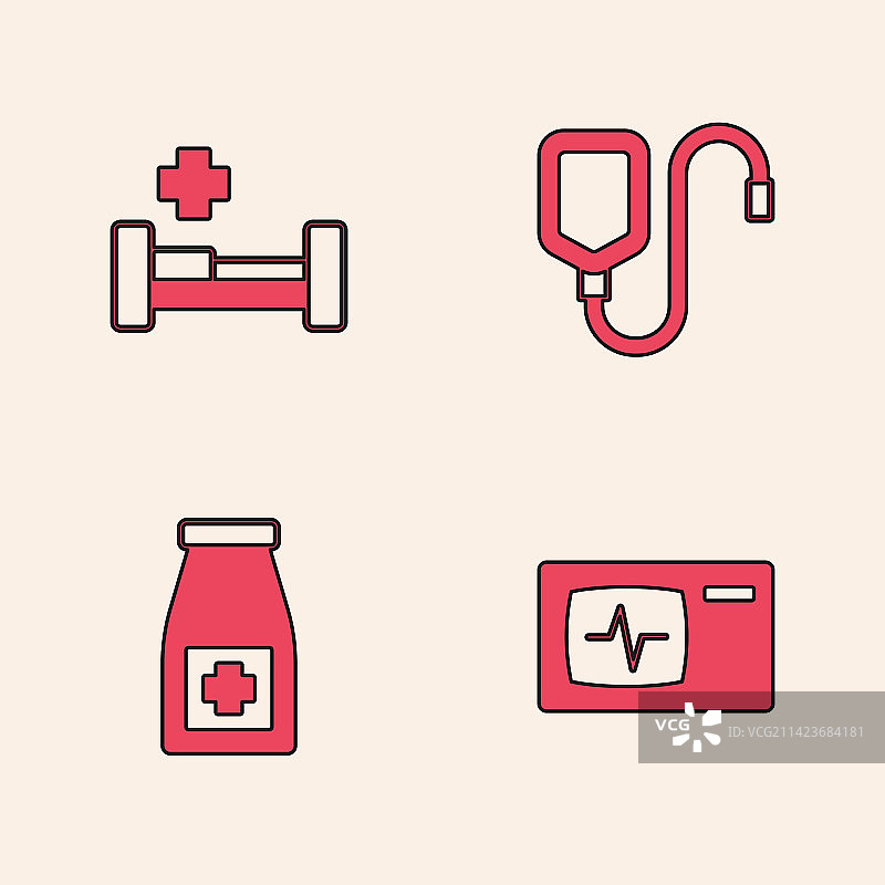 心电图病床输液袋显示图片素材