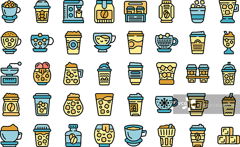 冷咖啡图标扁平化设计图片素材