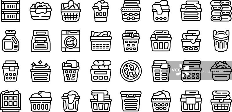 洗衣篮图标合集图片素材