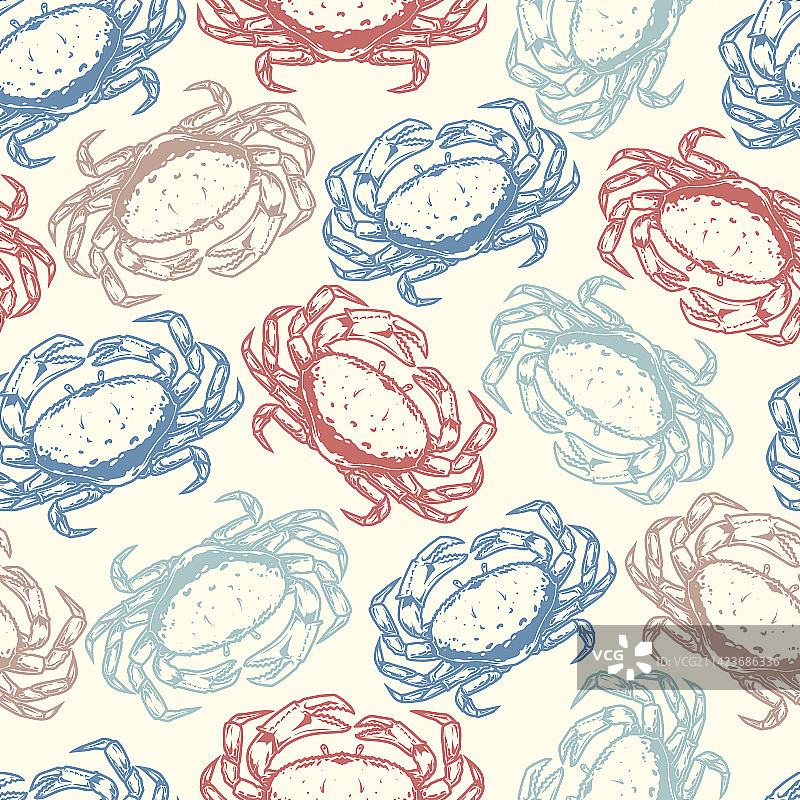 彩色海蟹无缝图案图片素材