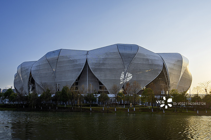 杭州奥体中心体育馆夜景图片素材