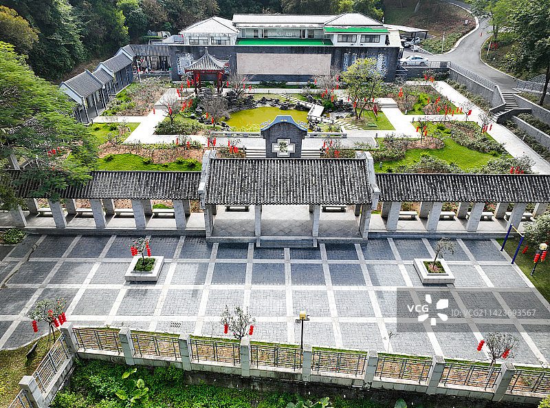 广东省深圳市龙华区清湖文化公园廖氏宗祠航拍图片素材