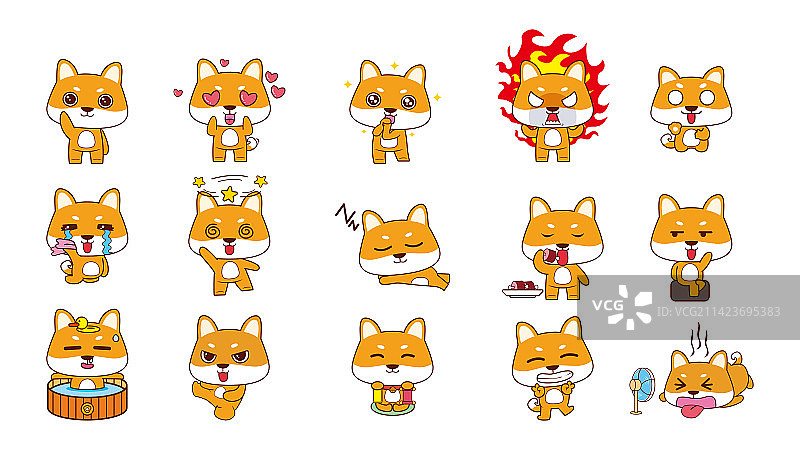 一组小狗表情包图片素材