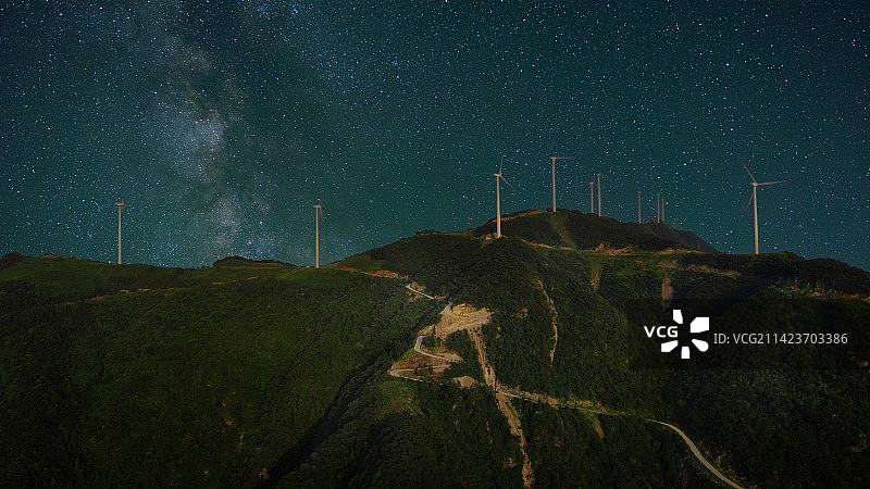 银河下的风车图片素材