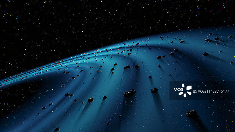 太空陨石尘埃行星环形轨道特写图片素材