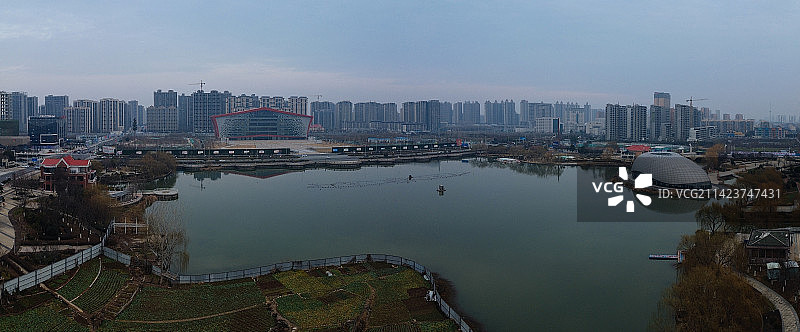 漯河 图书馆 城市展示 月湾湖   市民之家 长江路 航拍图片素材