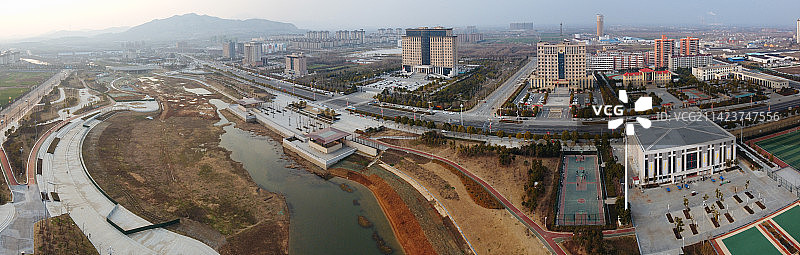 确山县 未来大道 水韵太极湾 中原大道 确山体育馆 航拍图片素材