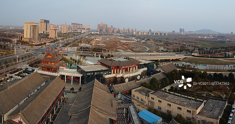 确山县 未来大道 水韵太极湾 中原大道 确山体育馆 航拍图片素材