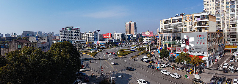 孝昌县 文慧路 花园广场 古城大道 航拍 孝武购物中心图片素材
