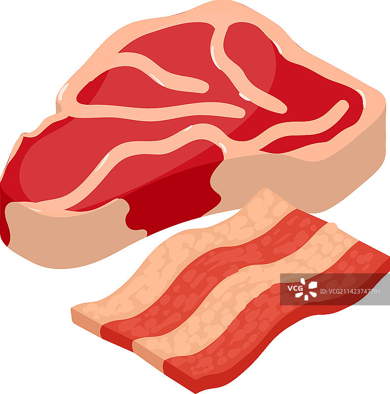 牛肉块等距视角图标图片素材