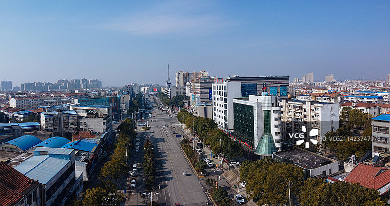 孝昌县 文慧路 花园广场 古城大道 航拍 孝武购物中心图片素材