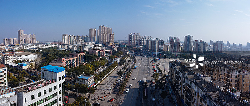 孝昌县 文慧路 花园广场 古城大道 航拍 孝武购物中心图片素材