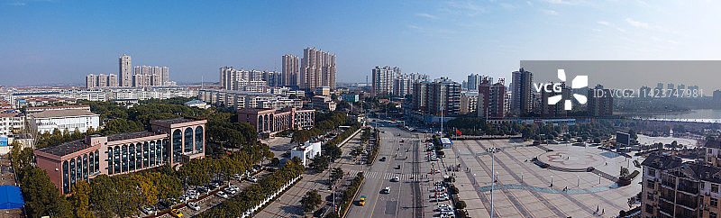 孝昌县 文慧路 花园广场 古城大道 航拍 孝武购物中心图片素材