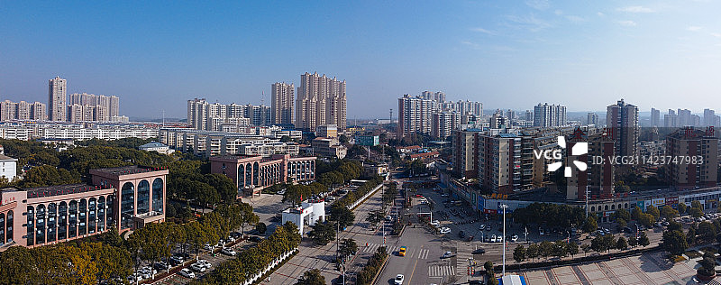 孝昌县 文慧路 花园广场 古城大道 航拍 孝武购物中心图片素材