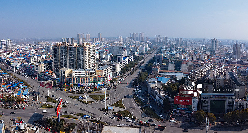 孝昌县 文慧路 花园广场 古城大道 航拍 孝武购物中心图片素材