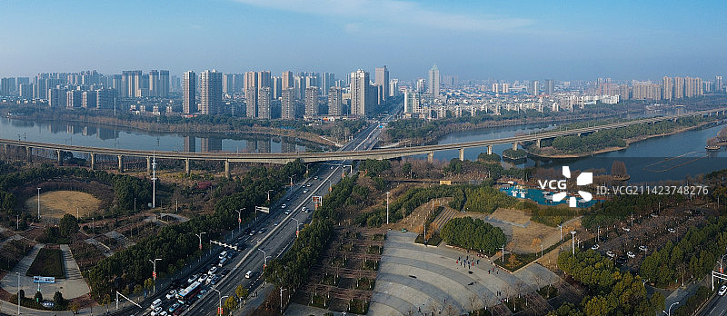 孝感 文化中心 复兴大道 槐荫公园 吾悦广场 乾坤大道 孝南区图片素材