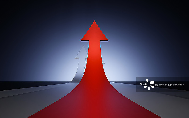 立体三维图形上涨红色箭头图片素材
