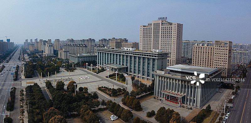 长葛市 葛天源公园 科技广场 葛天大道 魏武中路 航拍图片素材