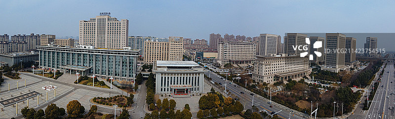 长葛市 葛天源公园 科技广场 葛天大道 魏武中路 航拍图片素材