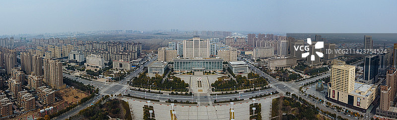 长葛市 葛天源公园 科技广场 葛天大道 魏武中路 航拍图片素材