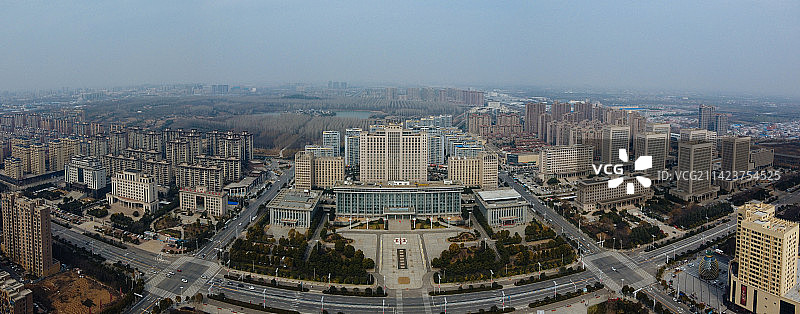 长葛市 葛天源公园 科技广场 葛天大道 魏武中路 航拍图片素材