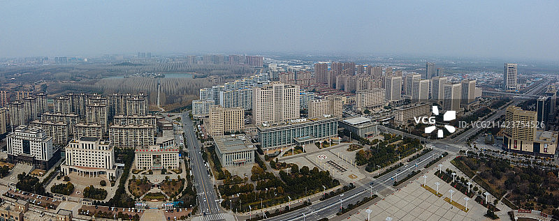 长葛市 葛天源公园 科技广场 葛天大道 魏武中路 航拍图片素材