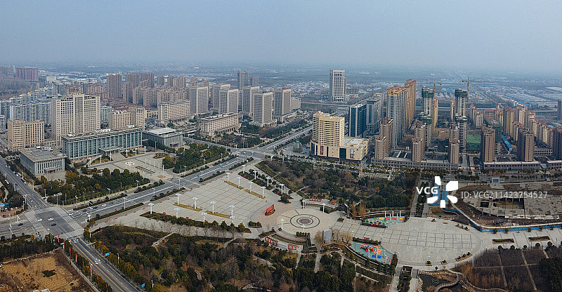 长葛市 葛天源公园 科技广场 葛天大道 魏武中路 航拍图片素材