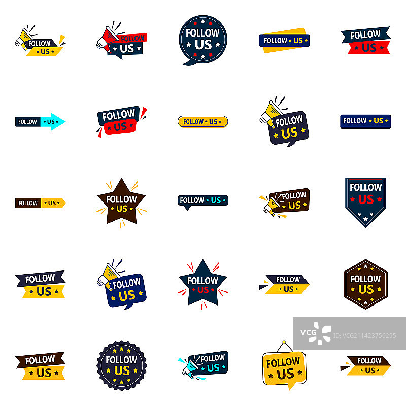 25个关注我们社交媒体引流图形元素图片素材