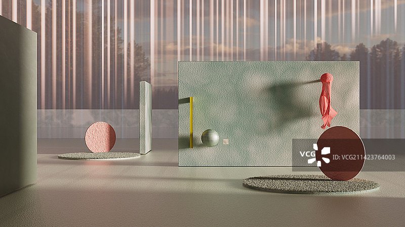 iDSTORE-三维渲染超现实室内家居场景数字场景图片素材